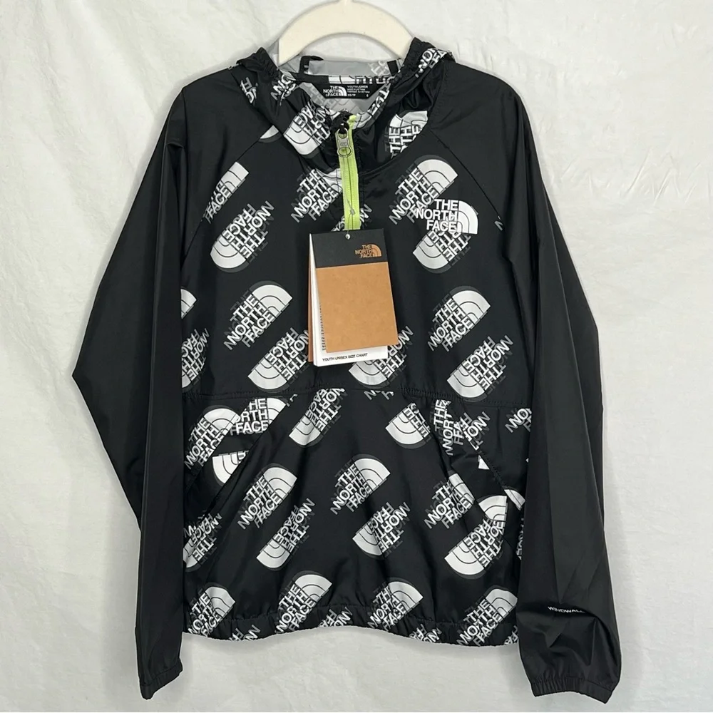 NWT THE NORTH FACE Printed Packable Wind‎ Jacket Black/White XS (6 YOUTH JR) TNF